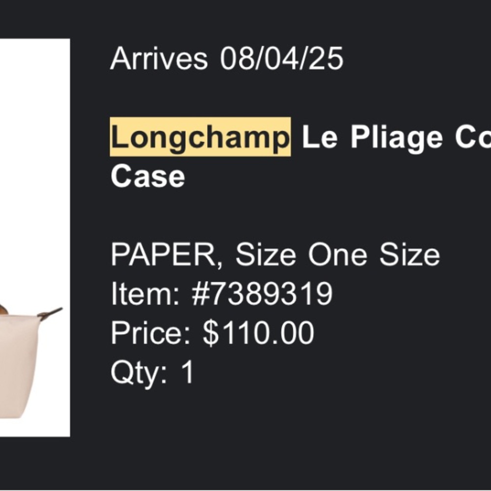 Longchamp Le Pliage Beige Cosmetic Bag